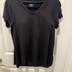 SheBird Black V-Neck Women's Tee w/built in bra